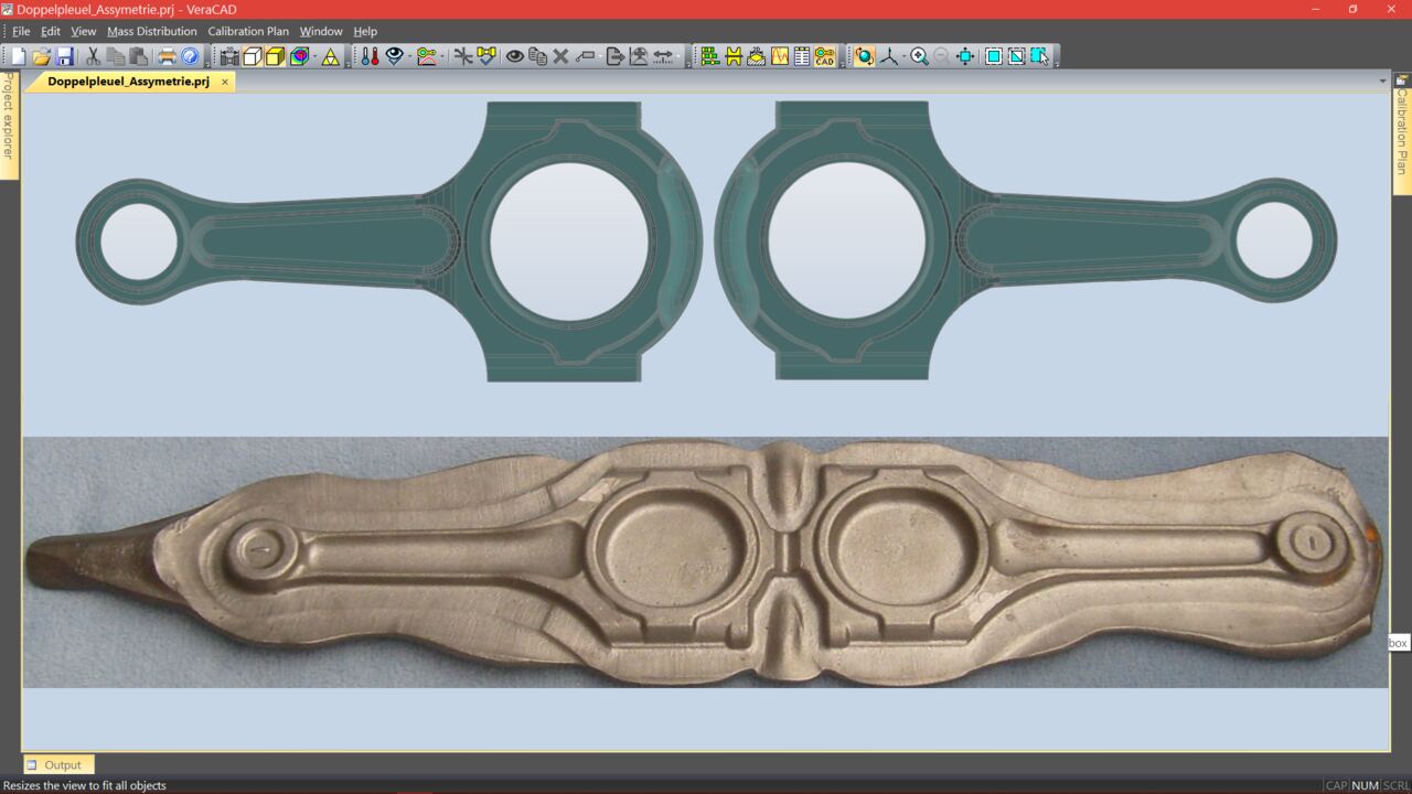 VeraCAD 匯入雙連桿鍛件 CAD 模型